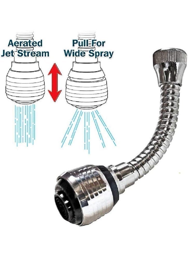 خرطوم رشاش للحوض برأس دوار مثبت بالصنبور من دون استخدام اليدين فضي - Image 5